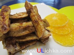 Appetizer. Eggplant in soy-orange sauce.