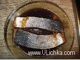 Fish. Salmon with honey-soy sauce.
