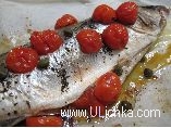 Sea bass with cherry tomatoes and capers