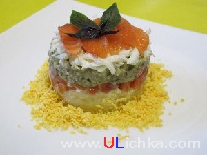 Salad. Salad with salted salmon.